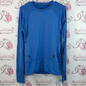 Volcom Performance Dry long sleeve stretchy shirt black logo Blue Top